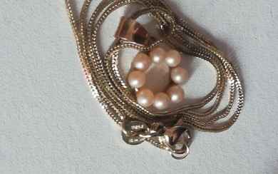 14 kt. Yellow gold - Necklace with pendant Pearl