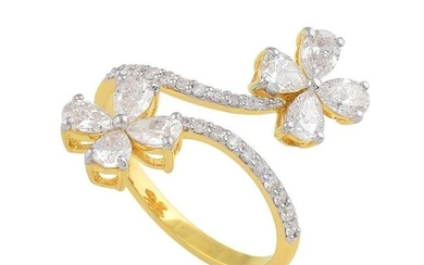 1.40 TCW HI/SI Diamond Wrap Ring Solid 18K Yellow Gold