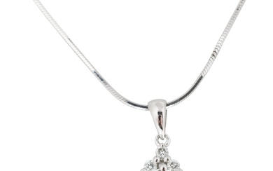 14K AND 18K WHITE GOLD AND DIAMOND PENDANT NECKLACE, ACCOMPANIED BY GIA CERTIFICATION