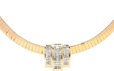 14KT Gold and Diamond Omega Necklace