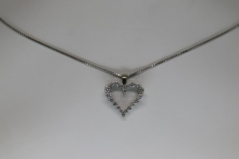 14KT White Gold Diamond Heart Necklace