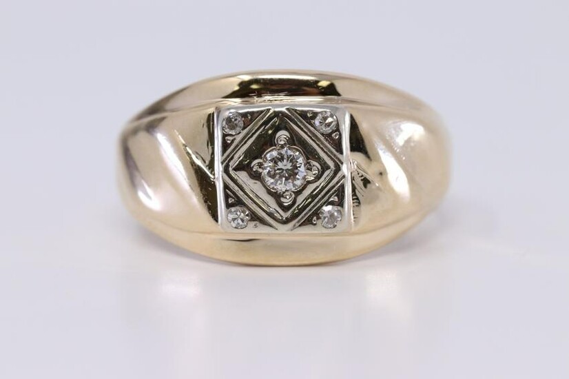 14Kt Art Deco Men's Diamond Ring