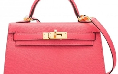 16001: Hermès 20cm Rose Lipstick Chevre Leather