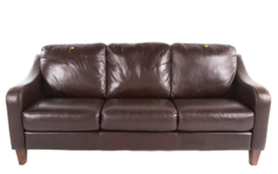 Upholstered three-cushion sofa