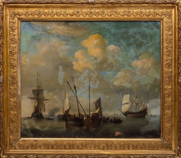 Виллем ван де Вельде младший (1633-1707). Голландские суда и лодки в спокойной воде. 1661.