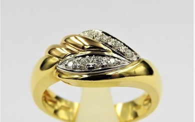 18 kt. Bicolour, White gold, Yellow gold - Ring - 0.16 ct Diamond