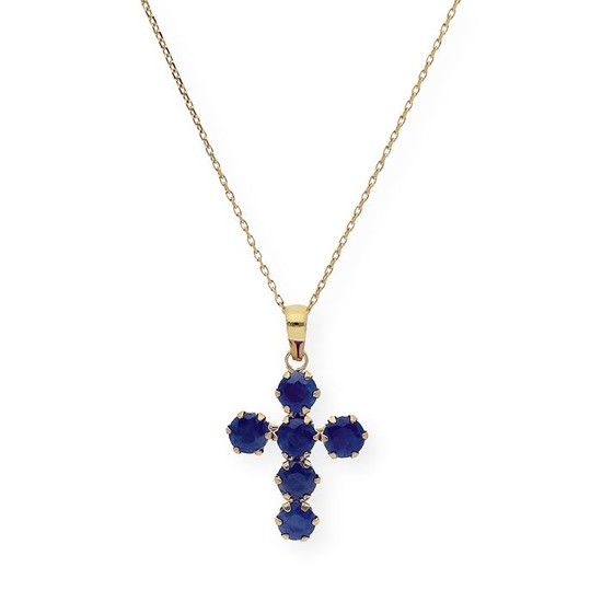 18 kt. Gold, Yellow gold - Necklace with pendant - 2.00 ct Sapphire