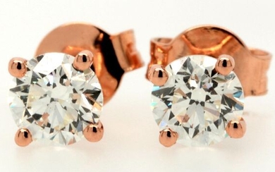 18 kt. Pink gold - Earrings - 1.00 ct