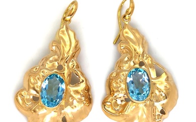 18 kt. Yellow gold - Earrings - 8.50 ct Topazs