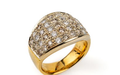18 kt gold brilliant-ring , YG 750/000, 37 brilliants total...
