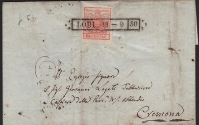 1850 lettera da Lodi R50 5P, del 19.9, per Cremona,...