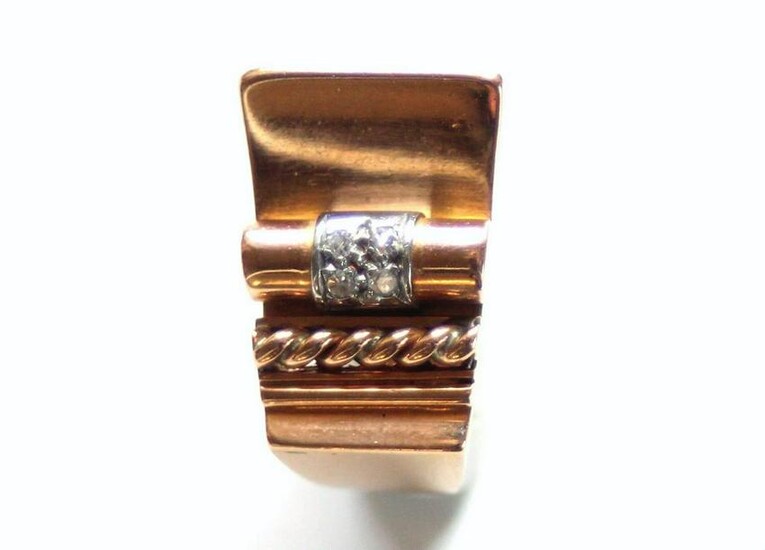 18K French Asymmetrical architectural ring