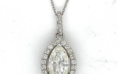 18K White Gold 2.79 Ct. GIA Certified Diamond Necklace w/ 14K Chain