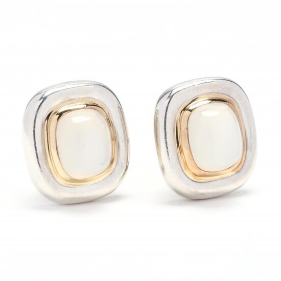 18KT Gold and Sterling Silver Moonstone Earrings, Paloma Picasso for Tiffany & Co.