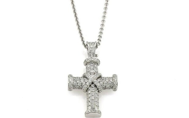 18Kt White Gold Theo Fennell Diamond Cross Necklace