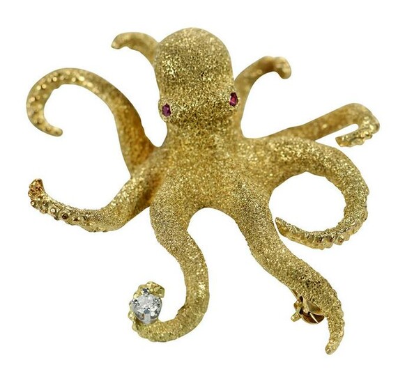 8kt. Octopus Brooch