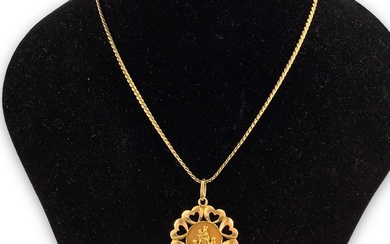 18kt Yellow Gold Necklace with Religious Pendant