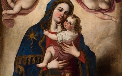 18th C. Spanish School. Virgin with Child