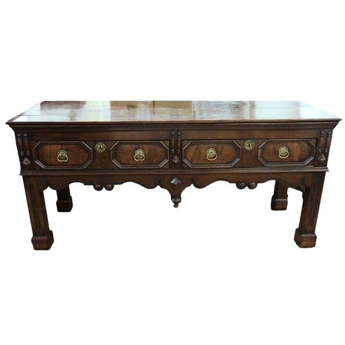 18th century and later oak sideboard, the rectangular top ab...