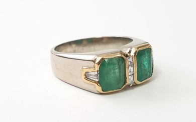 19,2 kt. White gold - Ring - 2.12 ct Emerald - Diamonds