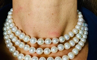 1950s Platinum Cultured Pearl & Diamond Necklace