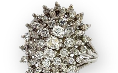 1950s Retro Diamond Cluster Ring 1.25 ctw
