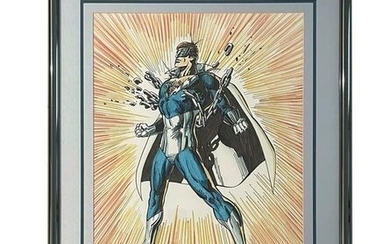 1987 Cartoon of Superman Signed