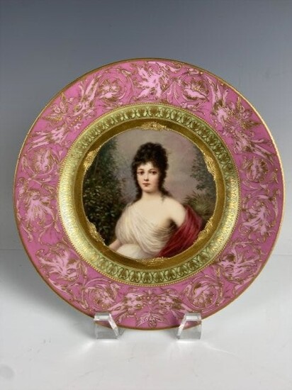 19TH C. ROYAL VIENNA PORTRAIT PLATE OF FRENCH BEAUTY