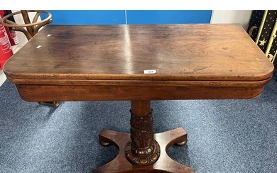 19TH CENTURY MAHOGANY TEA TABLE WITH FLIP TOP ON CENTRE PEDE...