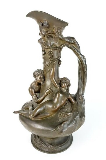 19th C. Figural Bronze Urn Signed Noel Ruffier
