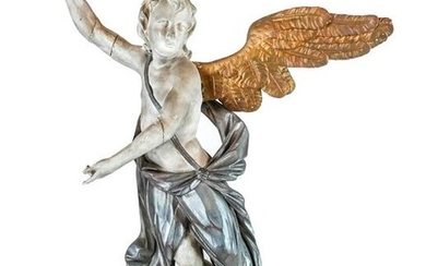 19th C. Venetian Winged Angel Wood Sculpture