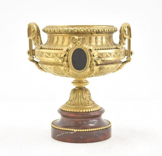 19thC BRONZE & ROUGE MARBLE URN