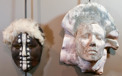(2) Art Pottery Masks, Plaster, Raku