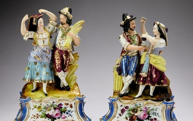 (2) German porcelain figural groupings of peasants