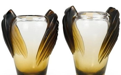 (2) Lalique Art Deco Marrakech Vases