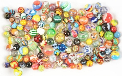 Large Assortment of Handmade and Machine Made Marbles.