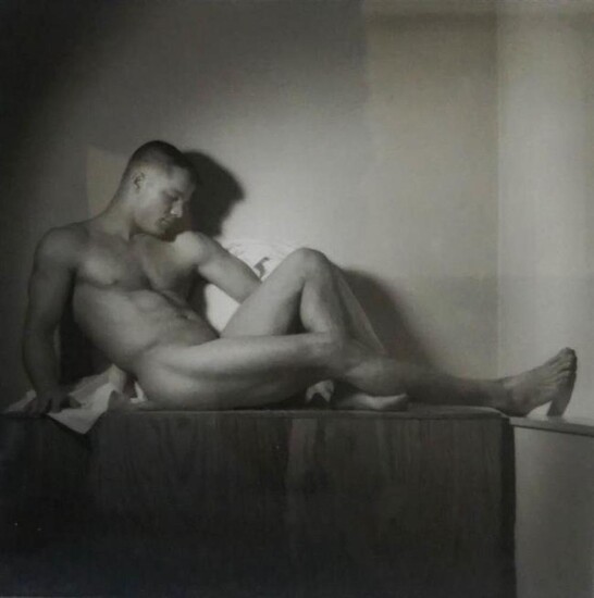 20th Century School, Reclining Nude Man, Photograph, Framed, 21 x 17 inches