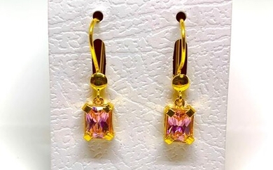 21,6 kt. Yellow gold - Earrings - 2.50 ct Sapphire
