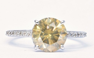 2.56 ct Natural Fancy Deep Grayish Yellow VS2 - 14 kt. White gold - Ring - 2.26 ct Diamond - Diamonds, No Reserve Price