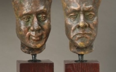 two male Portrait studies, around 1965/70, Bronze,...