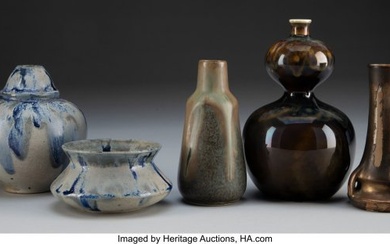 27101: Five French Glazed Ceramic Vases, late 19th cent