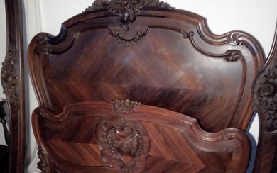 Bed, Cabinet - Louis XV Style - Rosewood - 19th century