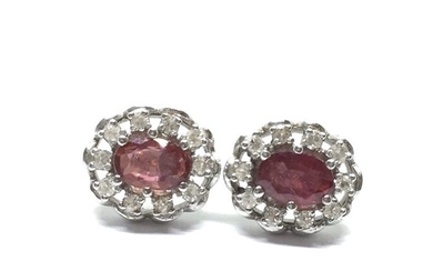 18 kt. White gold - Earrings Ruby - Diamonds