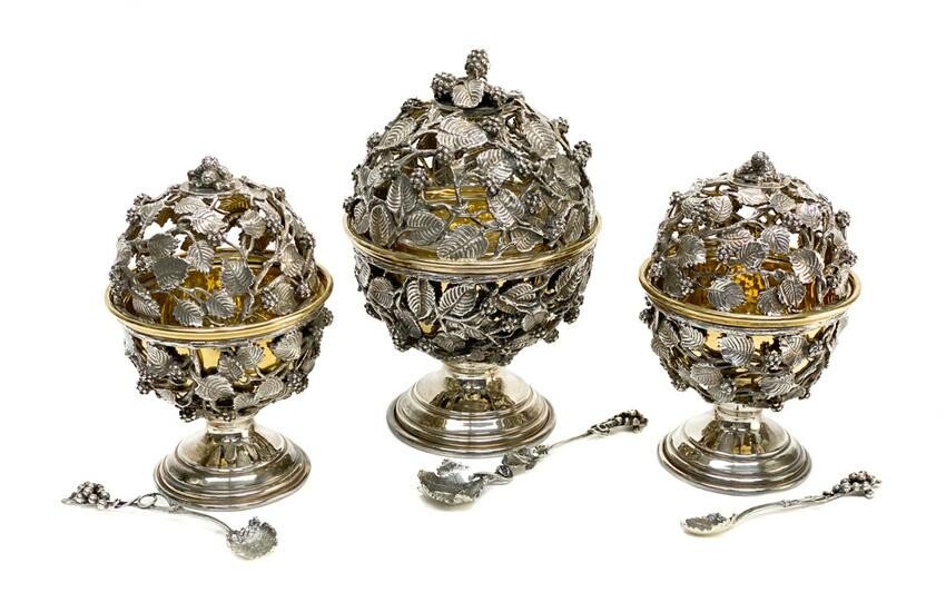 3 Piece Italian Sterling Silver Caviar Bowls