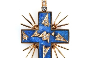 "Salvador Dali" Lapis Lazuli Brillant Kreuzanhänger