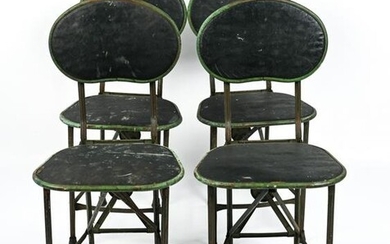 (4) ANTIQUE IRON INDUSTRIAL FOLDING CHAIRS