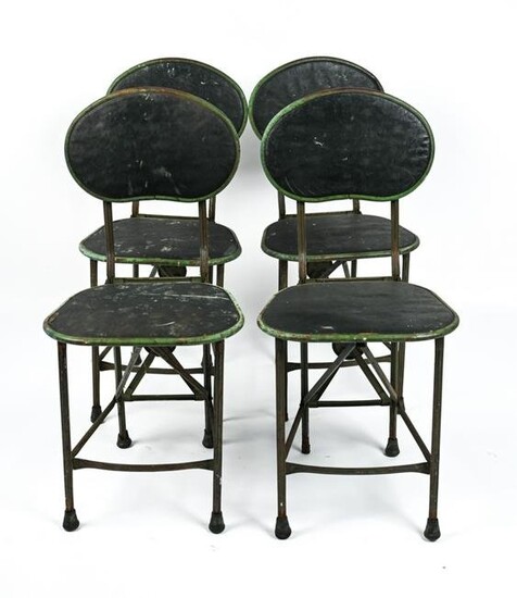 (4) ANTIQUE IRON INDUSTRIAL FOLDING CHAIRS