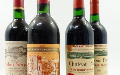 4 bouteilles 1 bt : CHÂTEAU CALON SEGUR 1994 3è GC Saint Estèphe (base goulot,...