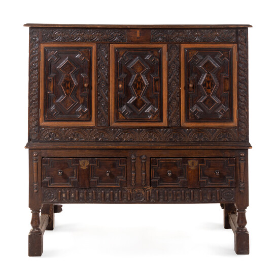 A Charles II Style Oak Cabinet on Stand