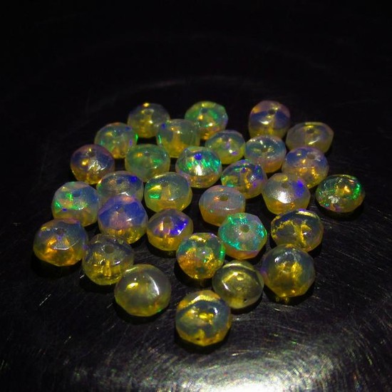 4.91 Ct Genuine 30 Drilled Round Faceted Opal Beads